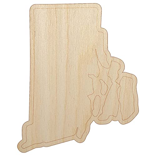 Rhode Island State Silhouette Unfinished Wood Shape Piece Cutout for DIY Craft Projects - 1/4 Inch Thick - 6.25 Inch Size Sniggle Sloth