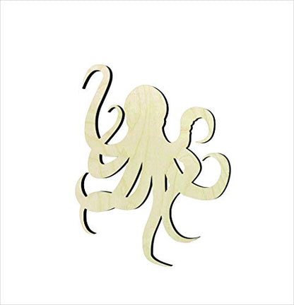 3 Pack of 6 inch Octopus Wood cutouts, Unfinished Octopus wood cutout, DIY Craft wooden cutout - WoodArtSupply