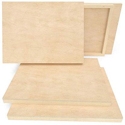 Arteza Wooden Canvas Board, 9x12 Inch, Pack of 5, Birch Wood, Cradled Artist Wood Panels for Painting, Encaustic Art, Wood Burning, Pouring, Use with