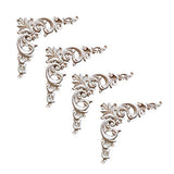 LIOOBO Home Decoration 4pcs Wood Carved Onlay Applique Unpainted Rose Flower Applique for DIY Craft Door Home Furniture Decoration 15cm Corner LIOOBO