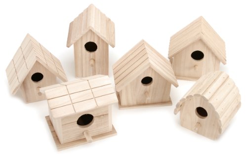 Darice Wooden Birdhouse-1 of 6 Assorted Styles - WoodArtSupply