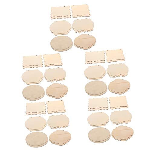 Operitacx 60 Pcs Shaped Wood Chips Unfinished Wood Hanging Plaque Unfinished Wood Banner Wood Blank Plaque Rustic Wood Sign Blank Banner Wood Boards Operitacx