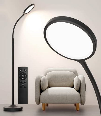 luckystyle Floor Lamp,Super Bright Dimmable LED Lamps for Living Room, Custom Color Temperature Standing Lamp with Remote Push Button, Adjustable