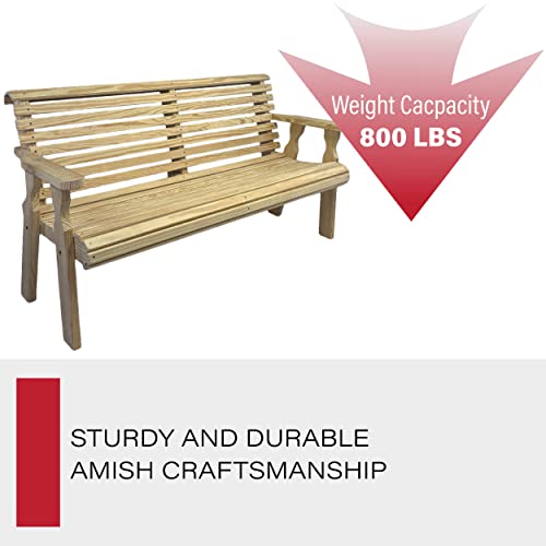 CAF Amish Heavy Duty 800 Lb Roll Back Pressure Treated Garden Bench (4 Foot, Unfinished) - WoodArtSupply