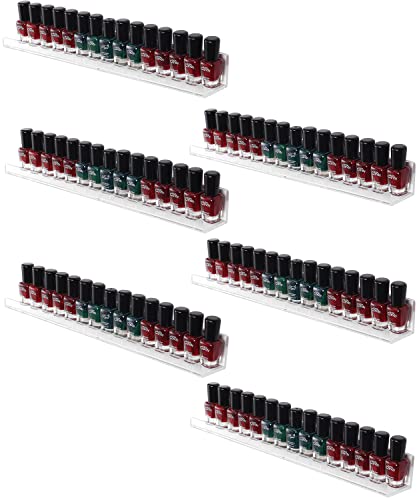 Sooyee 6 Pack Nail Polish Organizer Wall Mounted Shelf, Holder, Clear Acrylic Rack,Paint Organizer,Essential Oil Shelf Display 66-90 Bottles Sooyee