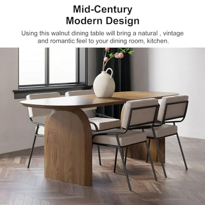 homary 70.9" Japandi Dining Table for 6, Modern Solid Wood Top Oval Table for Dining Room, Kitchen, Living Room Mesas de Comedor, Easy Clean - WoodArtSupply