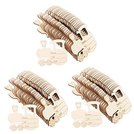 Amosfun 75 pcs Ornaments Letters Party Holiday Shape Pendant DIY Wooden Shaped Planks Projects Train Cutouts Unfinished Chips Tree Gift Slice for Amosfun