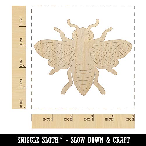 Bee Drawing Unfinished Wood Shape Piece Cutout for DIY Craft Projects - 1/8 Inch Thick - 4.70 Inch Size Sniggle Sloth