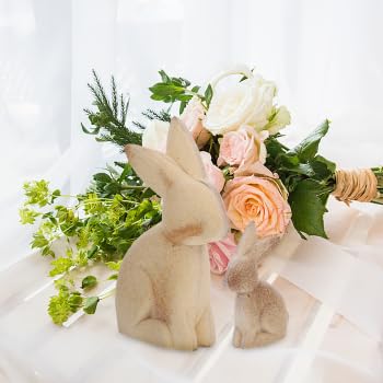 EXCEART 2pcs Easter Decorations Unfinished Wooden Bunny Rabbit Figurines to Paint DIY Easter Wood Crafts Toys Gifts Ornaments for Spring Party EXCEART