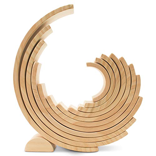 Large Wooden Rainbow Stacker Arches, Set of 12 pcs., Natural and Unfinished Stacking Rainbow, by Woodpeckers Woodpeckers
