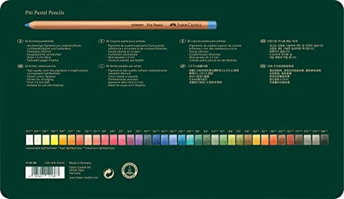 Faber-Castel Pitt Pastell Coloured Pencils in Metal Case, 36 Count (Pack of 1), Assorted Faber-Castell