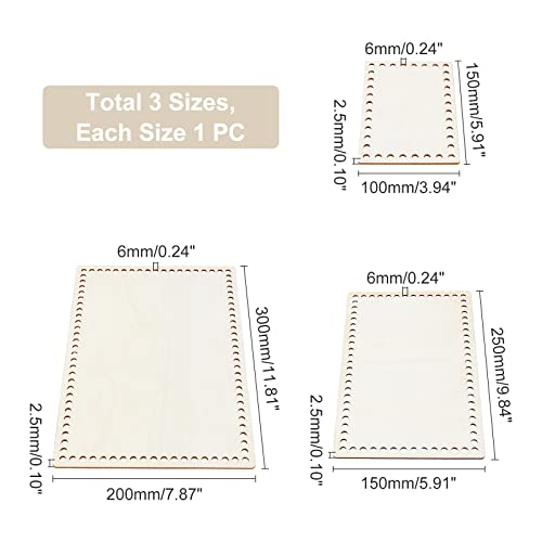 PH PandaHall 3 Sizes Crochet Basket Bottom Rectangle Wooden Base Shaper Blank Knitting Bag Bottom Wooden Basket Bottoms Shaper for DIY Knitting PH PandaHall