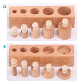 Thoth Montessori Knobbed Cylinder Socket Montessori Materials Wooden Cylinders Ladder Blocks Educational Wooden Toy Montessori Education Toy Family Thoth