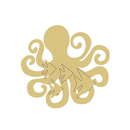 Octopus Design by Lines Unfinished Wood Cutout Aquatic Door Hanger MDF Shape Canvas Style 2 Art 1 Diverse Woodworking