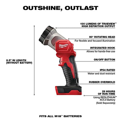 Milwaukee M18 5 Tool Combo Kit: 2606-20 1/2" Drill Driver, 2656-20 1/4" Hex Impact Driver, 2630-20 6-1/2" Circular Saw, 2648-20 Random Orbit Sander, - WoodArtSupply