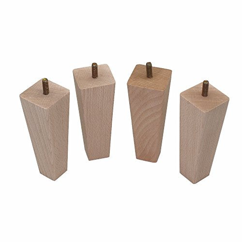 WEICHUAN Tapered Solid Beech Wood Replacement Sofa Couch Chair Ottoman Loveseat Coffee Table Cabinet Wood Furniture Feet Furniture Wood Legs(4.5" Set WEICHUAN