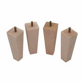 WEICHUAN Tapered Solid Beech Wood Replacement Sofa Couch Chair Ottoman Loveseat Coffee Table Cabinet Wood Furniture Feet Furniture Wood Legs(4.5" Set WEICHUAN