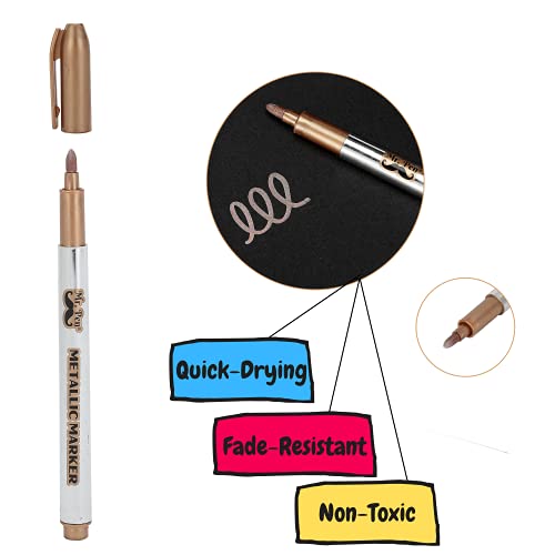 Mr. Pen- Metallic Paint Markers,10 Colors, Metallic Markers for Black Paper, Rock Painting, Card Making, Ceramics, Metal, Glass, DIY Photo Album, Mr. Pen