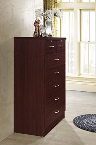HODEDAH 7 Drawer Wood Dresser for Bedroom, 31.5 inch Wide Chest of Drawers, with 2 Locks on the Top Drawers, Storage Organization Unit for Clothing, Hodedah