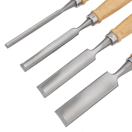 Omninmo 4PCS Carpenter Engraving Chisel Set Semi-Circular Woodworking Chisel Carving Chisel Chrome Vanadium Steel Carpenter Wood Carving DIY Gouge Omninmo