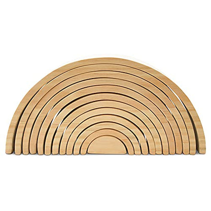 Large Wooden Rainbow Stacker Arches, Set of 12 pcs., Natural and Unfinished Stacking Rainbow, by Woodpeckers - WoodArtSupply