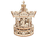 ROKR 3D Wooden Puzzles for Adults Mechanical Music Box Romantic Carousel, DIY Music Box Model Building Kits for Teens, DIY Crafts/Hobbies/Gifts Desk ROKR