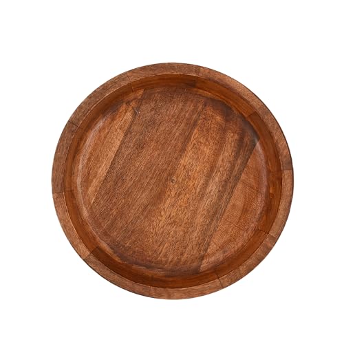 Samhita Mango Wood Round White Decorative Bowls for Rustic Home Decor Table Centerpieces Home Party Wedding Décor (10" x 10" x 2.5") Samhita