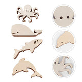 Healifty 24Pcs Marine Animal Wood Chips Unfinished Woods Slices Natural Unfinished Wood Slices Hanging Unfinished Wood DIY Wood Slice Octopus Decor Healifty