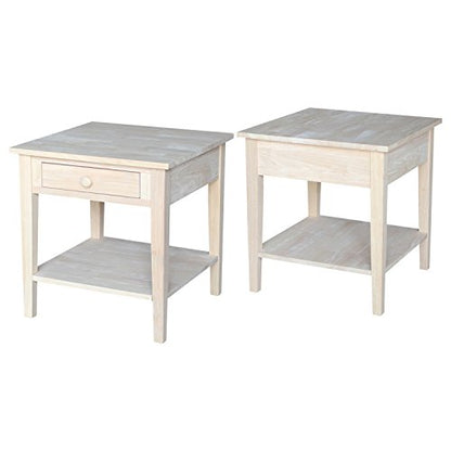 IC International Concepts Spencer End Table, 24 in W x 24 in D x 25 in H, Unfinished