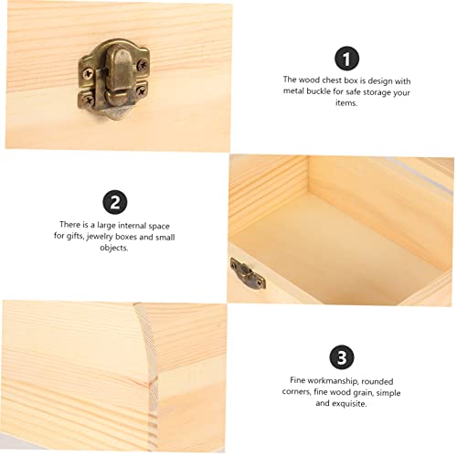 MAGICLULU 1pc Pirate Treasure Chest Wooden Box Unfinished Wood Crates Kids Toys Small Treasure Chest Decorative Lock Case Chest Treasure Case Wood MAGICLULU
