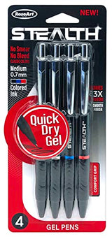 Cra-Z-Art Stealth Retractable 4ct Gel Pen Plastic Barrel Black, Blue and Red Ink Cra-Z-Art
