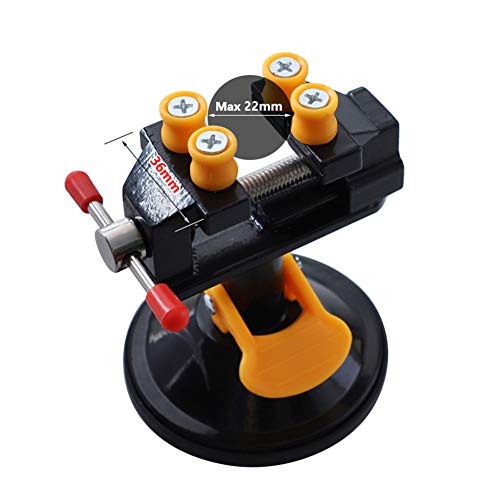 Yakamoz Universal Mini Suction Vise Clamp 360 Degrees Drill Press Vise Table Bench Vice with Suction Base for DIY Hobby Jewelry Watch Repairing - WoodArtSupply