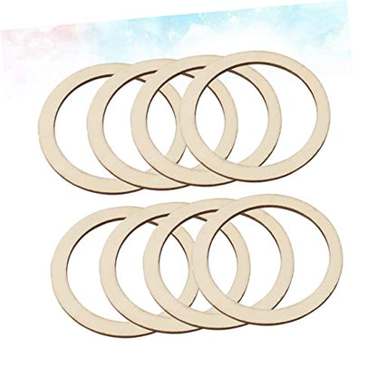 SEWACC 50pcs Natural Wood Frame Wood Decor Rustic Decor Bamboo Hoops for Crafts Flat Wreath Form Wooden Circles DIY Craft Decor Ring Dreamcatcher