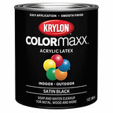 Krylon K05613007 COLORmaxx Acrylic Latex Brush On Paint for Indoor/Outdoor Use, ½ Pint, Satin Black Krylon