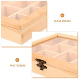 Alipis Rock Display Case Wood Blank Jewelry Organizer Box Tea Bag Organizer, Rock Collection Box 10 Grids Crystal Holder with Clear Lid Alipis