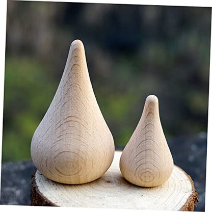 SEWACC 8pcs Wooden Water Drop Colorful Decor Miniature Dolls Natural Wood Decor Wooden Teardrop Shape Unfinished Wooden Peg Blank Wood for Crafts