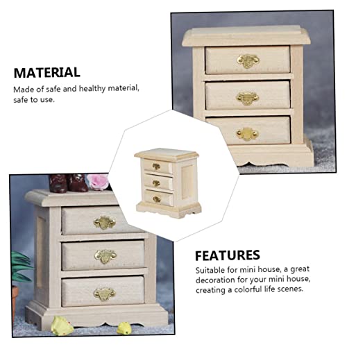 ibasenice 1pc Bedside Table Model Mini End Table Dollhouse Bedroom Unfinished Nightstand Dollhouse Dressing Table Miniature Furniture Wood Night ibasenice