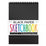 OOLY, DIY Cover Sketchbook, 5 x 7.5 Inches, Black Paper Sketchbook, Drawing Book for Kids, Adults, Students, and Artists, Great Drawing Pad for Gel Ooly