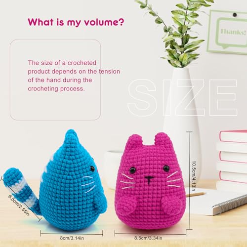 Faircosy Crochet Kit for Beginners Crocheting: Crochet Animal Kits for Kids & Adults - Learn to Knitting Cat Amigurumi Starter Kit with Detailed - WoodArtSupply