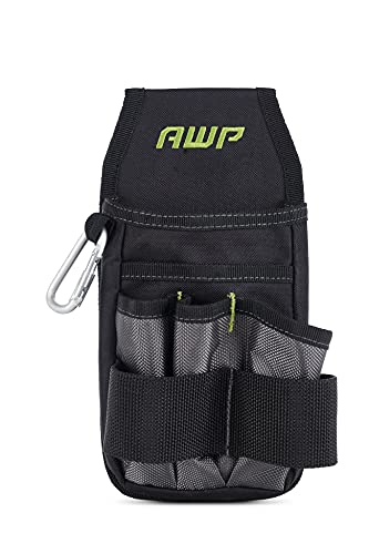 AWP Organizer Tool Pouch | 7 Pockets & Loops for Tool Organization | Heavy-Duty Metal Belt Clip Attachment - WoodArtSupply