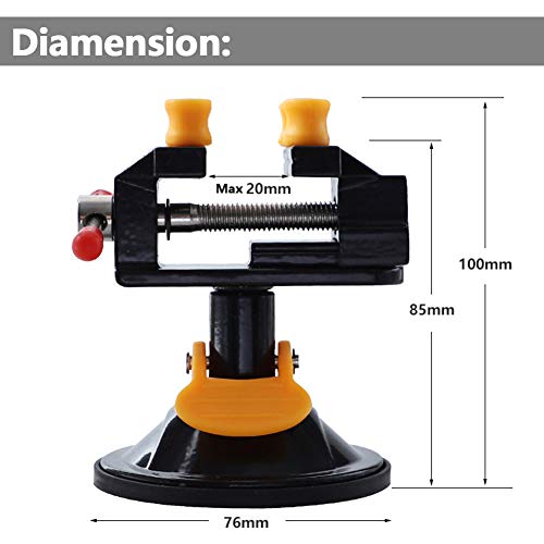 Yakamoz Universal Mini Suction Vise Clamp 360 Degrees Drill Press Vise Table Bench Vice with Suction Base for DIY Hobby Jewelry Watch Repairing - WoodArtSupply