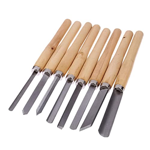 8Pcs Wood Lathe Tools, Professional Wood Turning Tools for Lathe Chisel Set with 2 Skew 1 Spear Point 1 Parting 1 Round Nose 3 Gouge Tools for TVlifams