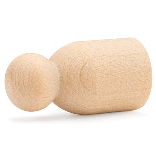 Wooden Peg Doll Baby Shape 1-1/8 inch, Pack of 50 Small Peg Dolls for Crafting, Miniature Figures, and Small World Play