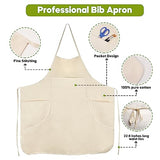 conda 100% Cotton Canvas Professional Bib Apron With 3 Pockets for Women Men Adults,Waterproof,Natural 31inch By 27inch conda