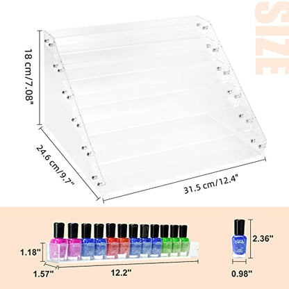 FFowcye Nail Polish Organizer, 6 Layers Acrylic Nail Polish Holder Rack Sunglasses Storage Essential Oils Display Shelf Stand Holds Up to 72 Bottles - WoodArtSupply