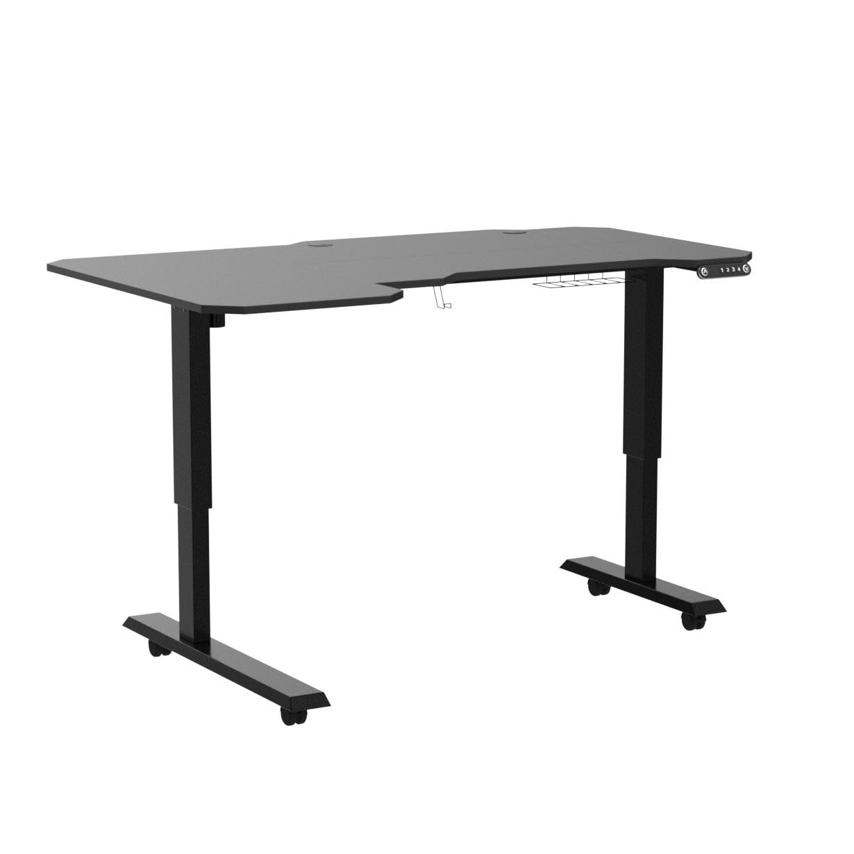 BUNOEM L-Shaped 59" Height Adjustable Electric Standing Desk, Sit and Stand Up Computer Desk For Home Office with Splice Board (Black Top, Black BUNOEM
