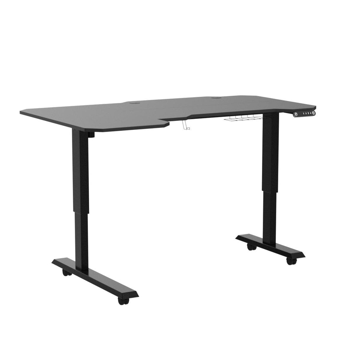 BUNOEM L-Shaped 59" Height Adjustable Electric Standing Desk, Sit and Stand Up Computer Desk For Home Office with Splice Board (Black Top, Black BUNOEM