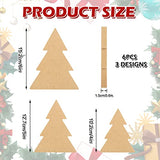 Whaline 6Pcs Christmas Tree Wooden Cutouts 3 Sizes Unfinished Xmas Tree Table Wooden Signs Farmhouse DIY Tiered Tray Decor for Christmas Home Kitchen Whaline