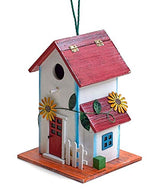 Bo-Toys Hand-Painted Wooden Birdhouse with Flowers Outdoor Garden Decor Bo-Toys