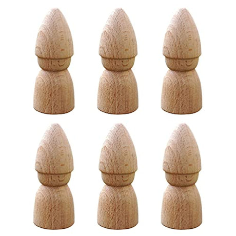 ULTNICE Dolls Peg People 6pcs Unfinished Wooden Figures Wooden Gnome Peg Doll Unpainted Wooden Dolls Crafts Desktop Ornaments Toys for Kids DIY ULTNICE